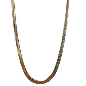 Gold Tone Herringbone Chain Necklace Y2K Minimalist